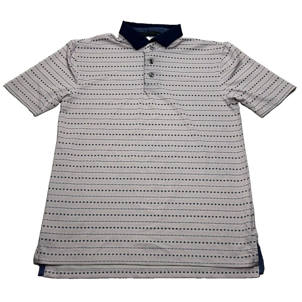 Youth Greyson Path Less Traveled Wolf Stripe Short Sleeve Polo Sz XL Pink White
